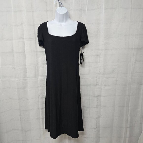 NWT Essentials A.B.S. Black Minimalist Goth Dress Shift Coquette M - Picture 13 of 13